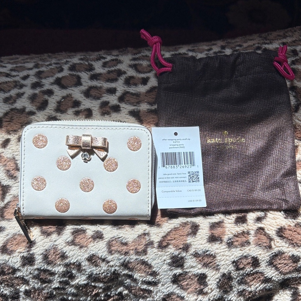 Kate Spade “Wrapping Party”Wallet with Gold Glitter Dots